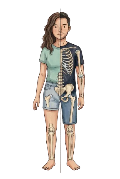 Anatomical body map showing orthopaedic treatment zones